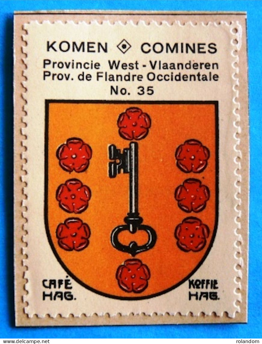 West-Vl N035 Komen Comines Timbre Vignette 1930 Café Hag Armoiries Blason écu TBE - Thee & Koffie