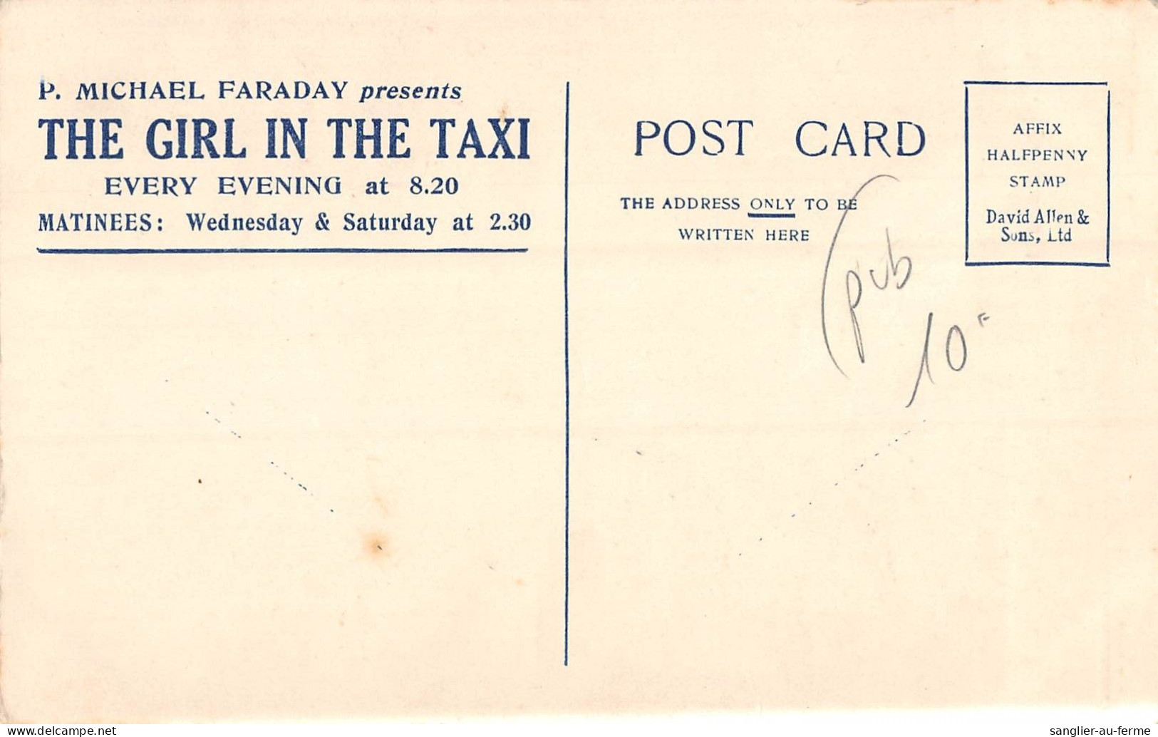 CPA / PUBLICITE POUR LE CINEMA / LYRIC THEATRE / THE GIRL IN THE TAXI - Publicité