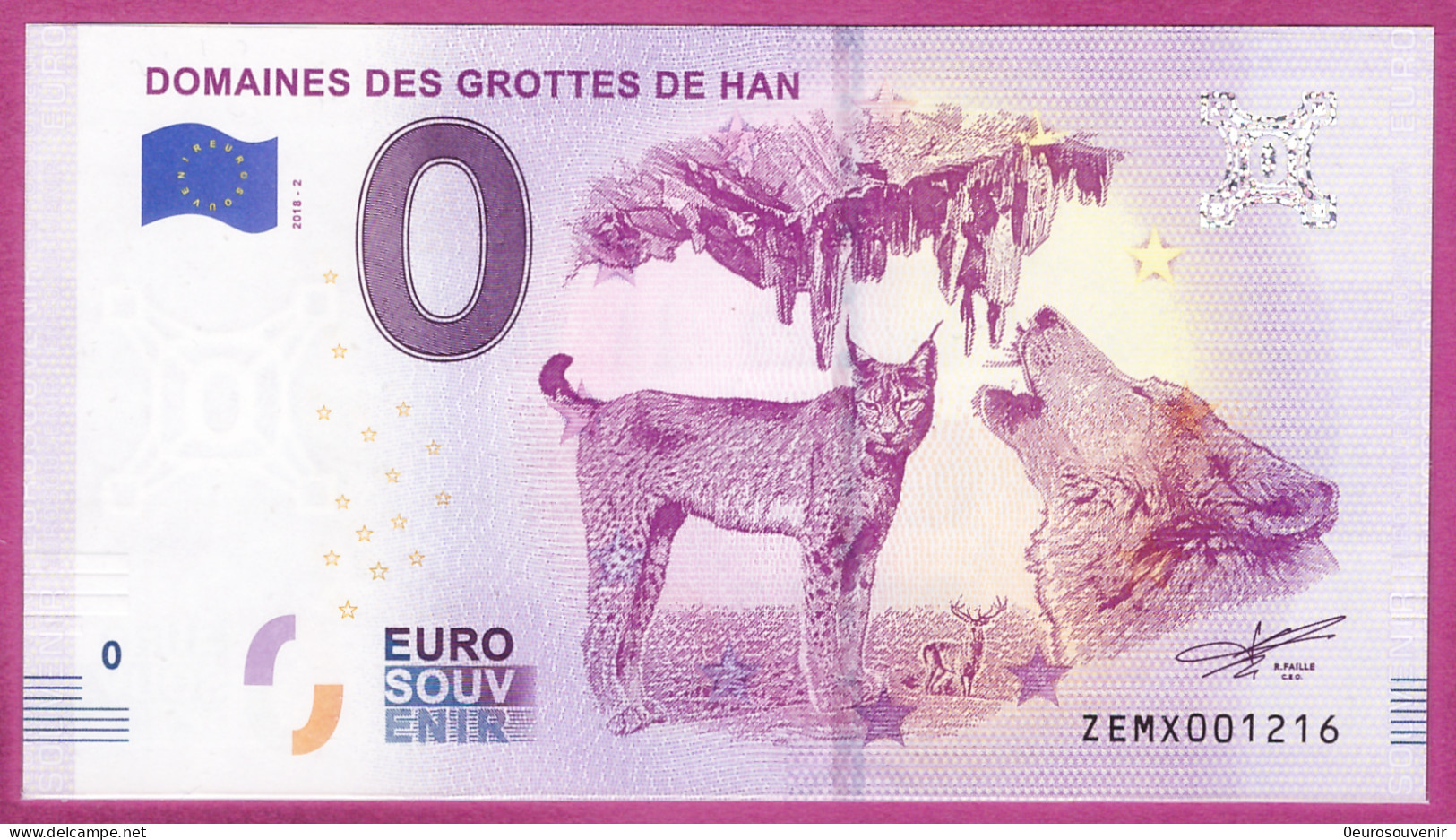 0-Euro ZEMX 2018-2 DOMAINES DES GROTTES DE HAN - Essais Privés / Non-officiels