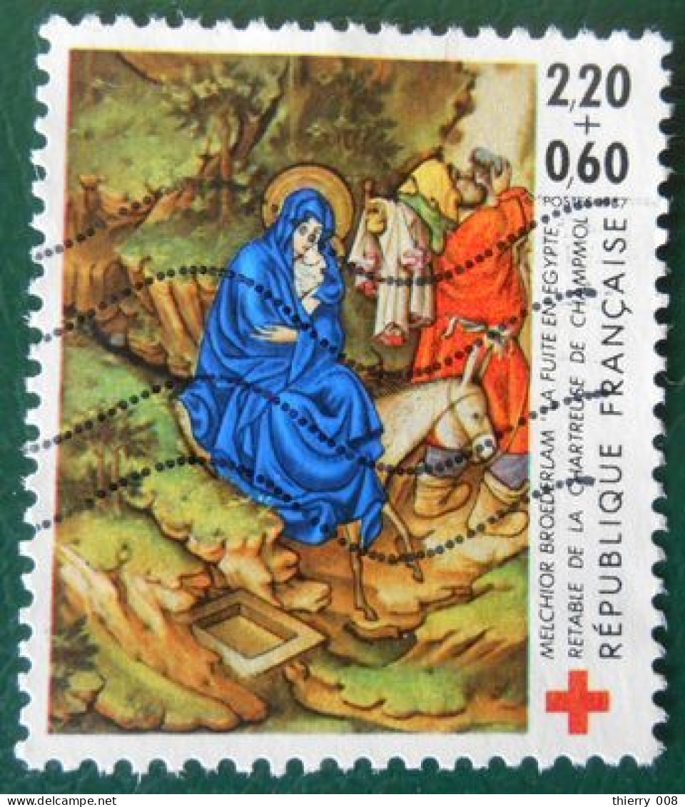 2498 France 1987 Oblitéré Croix Rouge Retable De La Chartreuse De Champmol Melchior Broederlam - Oblitérés