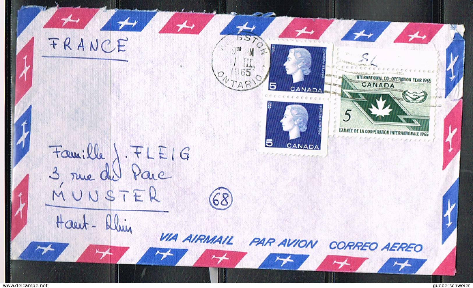 ARB-L38 - CANADA N° 361 Année De La Coopération 1965 Sur Lettre Par Avion Pour La France - Briefe U. Dokumente