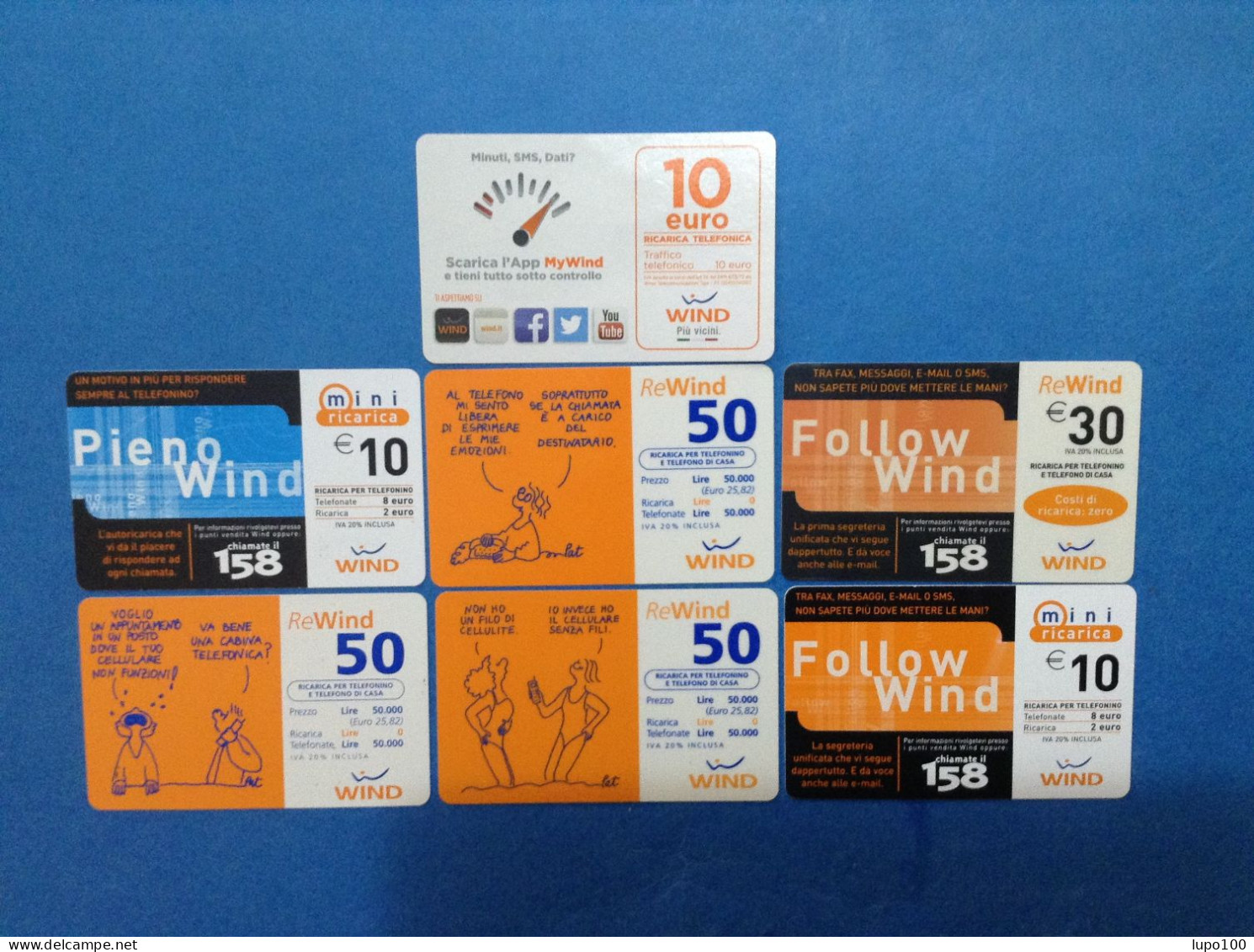 Lotto Da 7 Schede Telefoniche Ricarica Wind Card - [2] Sim Cards, Prepaid & Refills