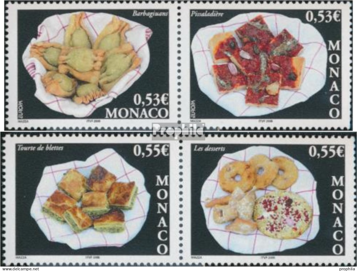 Monaco 2746-2749 Paare (kompl.Ausg.) Postfrisch 2005 Europa: Gastronomie - Unused Stamps