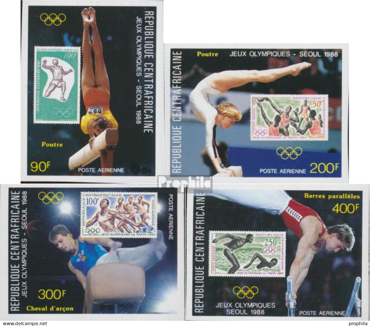 Zentralafrikanische Republik 1331B-1334B (kompl.Ausg.) Ungezähnt Postfrisch 1988 Olymp. Spiele 88, Seoul - Unused Stamps