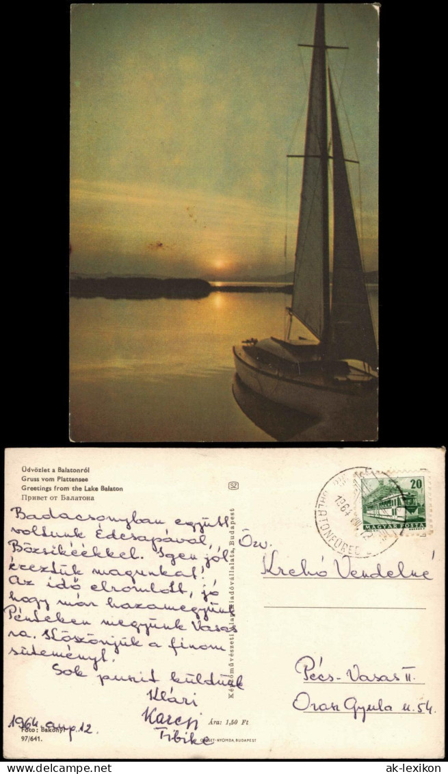 Postcard .Ungarn Balatonról Balaton Segelboot - Sonnenuntergang 1969 - Hongrie