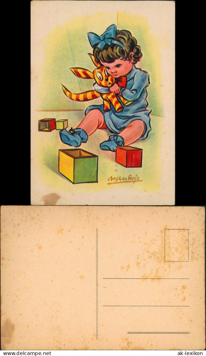 Ansichtskarte  Kinder Künstlerkarte Mädchen Beim Spielen 1952 - Contemporanea (a Partire Dal 1950)