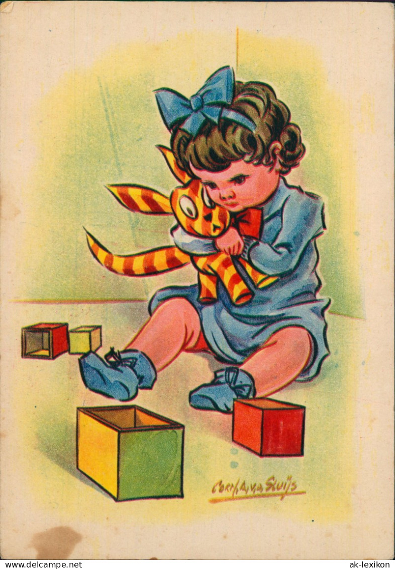 Ansichtskarte  Kinder Künstlerkarte Mädchen Beim Spielen 1952 - Contemporain (à Partir De 1950)