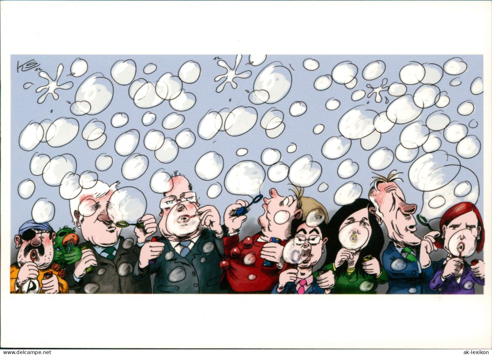 Ansichtskarte  Politik Wahlen Werbekarte Karikatur Politiker Seifenblase 2013 - Advertising