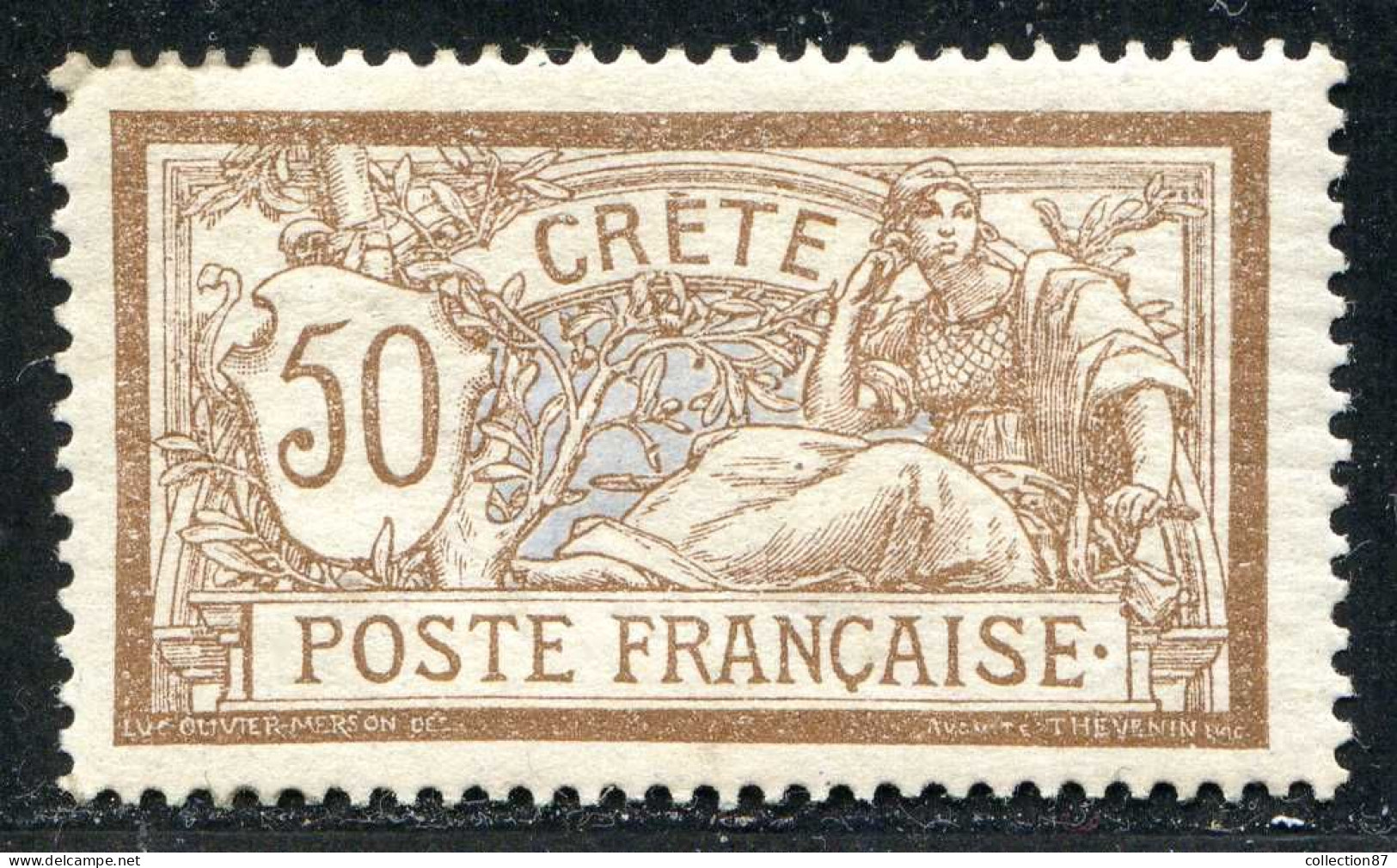 REF 091 > CRETE < Yv N° 12 * Centrage Correct < Neuf Ch. Dos Visible - MH * Cote 20 € - Ongebruikt
