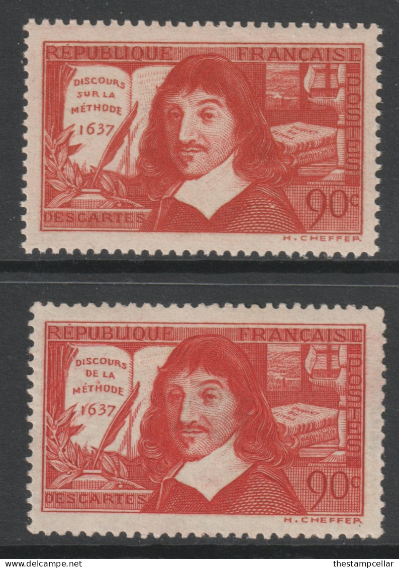 France Scott 330/331 - SG574/575,1937 Rene Descartes Set MH* - Unused Stamps