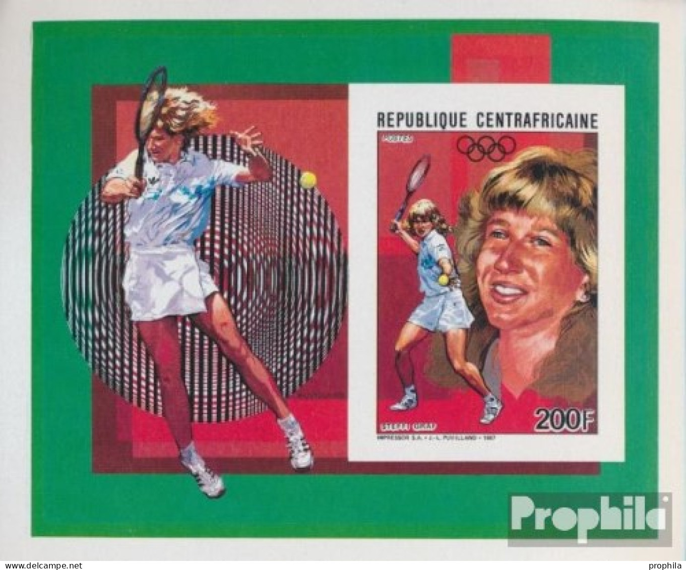 Zentralafrikanische Republik Block432B (kompl.Ausg.) Ungezähnt Postfrisch 1988 Steffi Graf - Nuovi