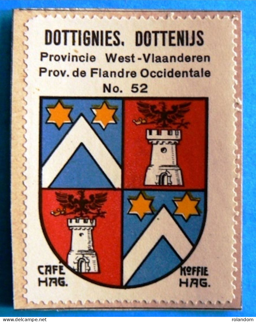 West-Vl N052 Dottignies Dottenijs Mouscron Timbre Vignette 1930 Café Hag Armoiries Blason écu TBE - Té & Café