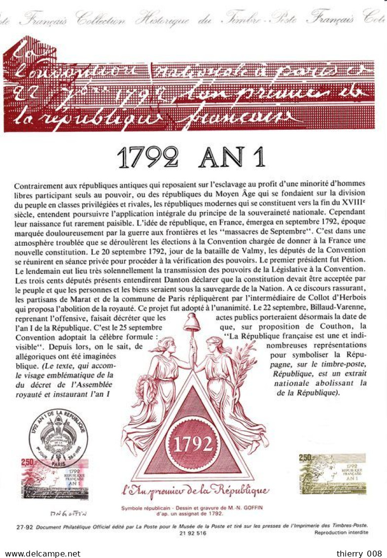 2771 Document Officiel De La Poste  1792 An 1 De La République Française Paris  Signé M N Goffin - Documents De La Poste