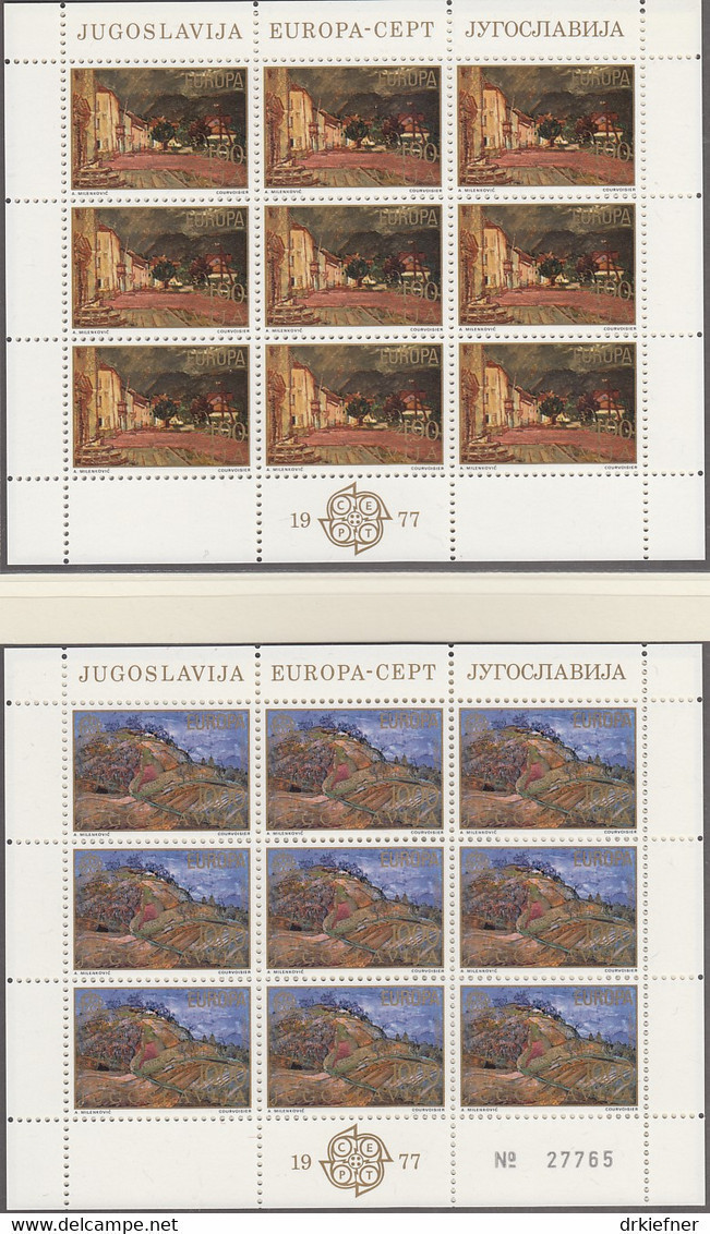 JUGOSLAWIEN  1684-1685, 2 Kleinbogen, Postfrisch **, Europa CEPT: Landschaften 1977 - 1977