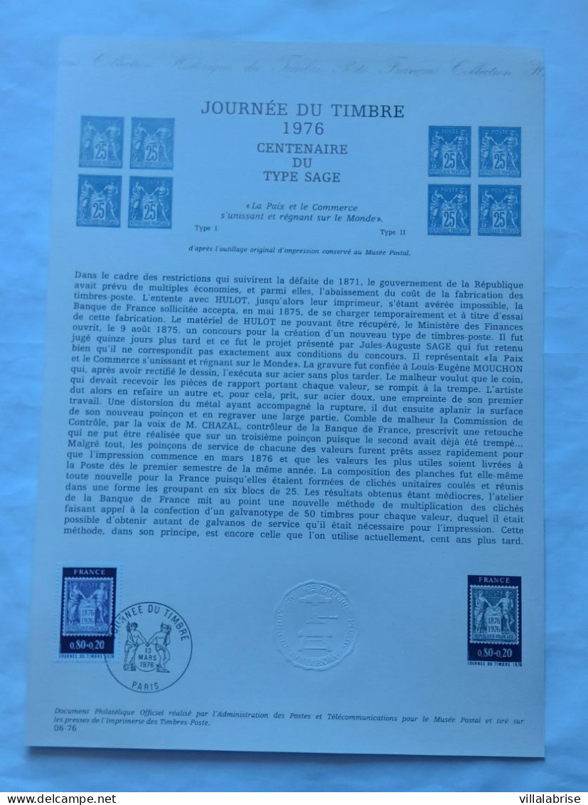 France 1976 – Les timbres de l’année oblitérés « premier jour » sur 47 documents philatéliques officiels