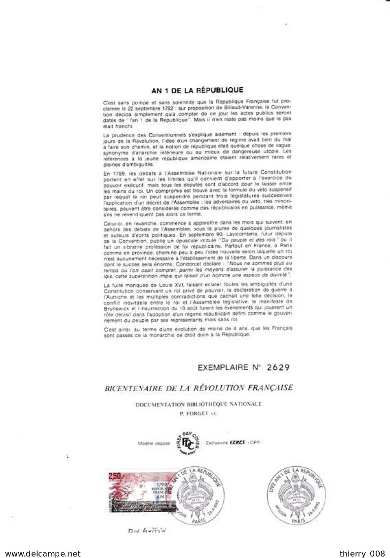 2771 2  1792 An 1 De La République Française Paris  Signé M N Goffin - Documents De La Poste