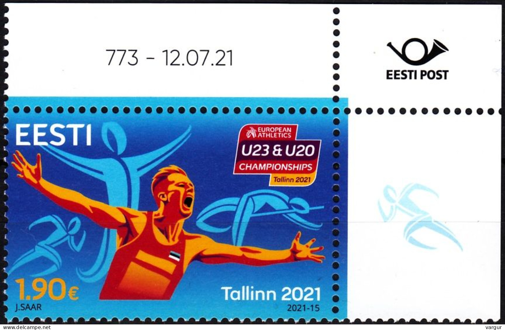 ESTONIA 2021-13 Sport EUROPA: European Athletics Championships. Data CORNER, MNH - Athlétisme