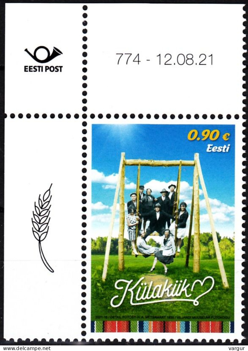 ESTONIA 2021-14 Folklore Traditions: Village Swing. Data CORNER, MNH - Autres & Non Classés