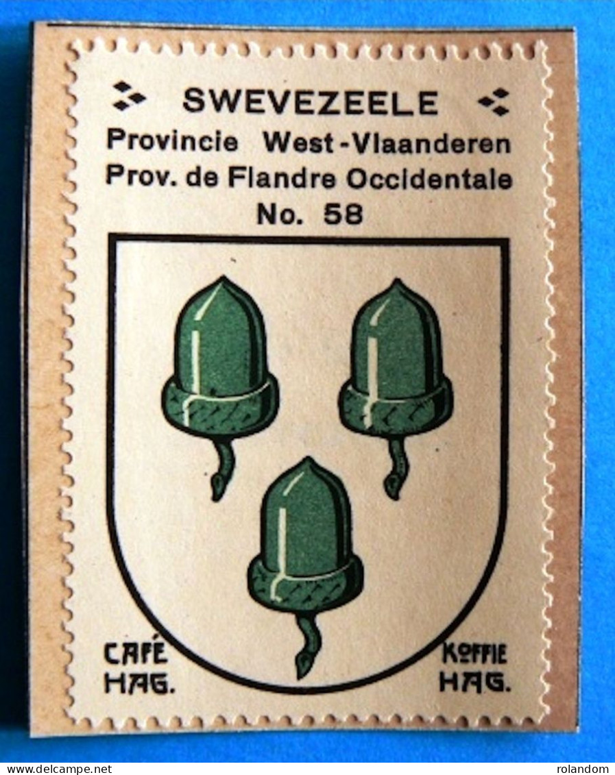 West-Vl N058 Swevezeele Zwevezele Wingene Timbre Vignette 1930 Café Hag Armoiries Blason écu TBE - Thé & Café