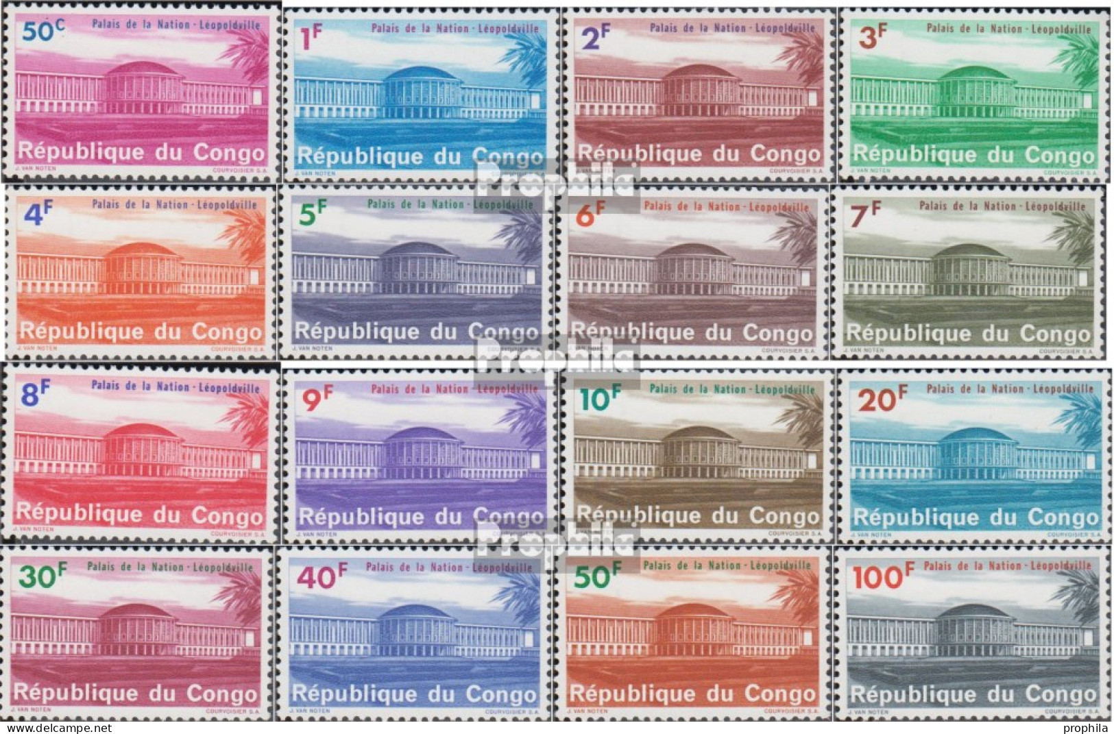 Kongo (Kinshasa) 191-206 (kompl.Ausg.) Postfrisch 1964 Nationalpalast - Otros & Sin Clasificación