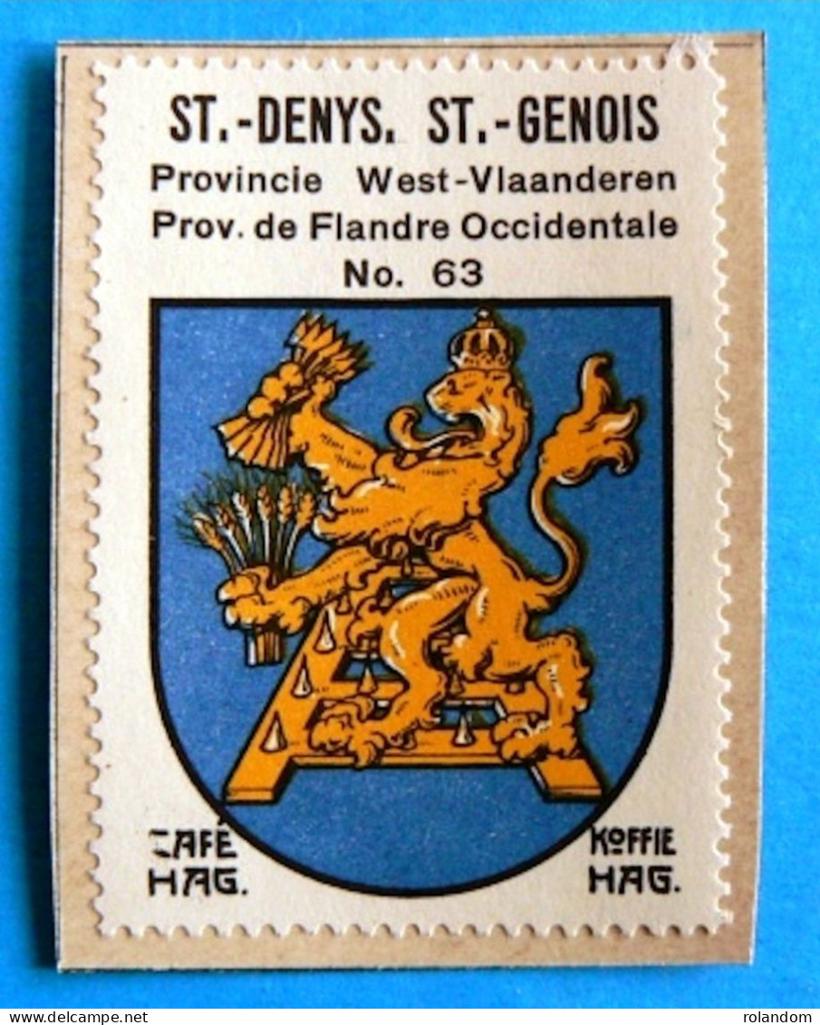 West-Vl N063 Sint-Denys Sint-Denijs Saint-Genois Timbre Vignette 1930 Café Hag Armoiries Blason écu TBE - Thé & Café