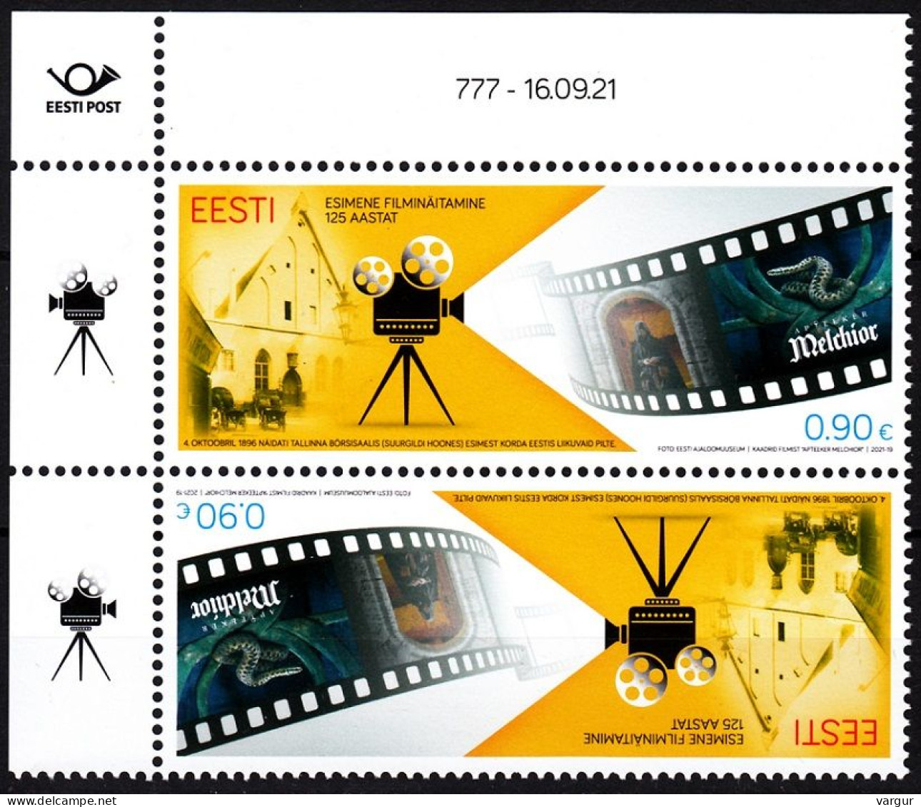 ESTONIA 2021-17 ART Movie Cinema: 1st Film Screening - 125. CORNER TB Pair, MNH - Cinema