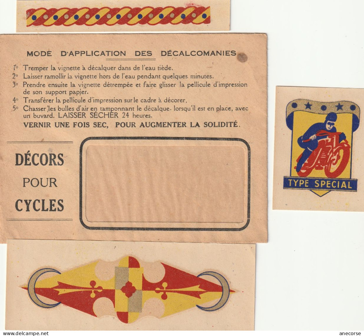 Enveloppe Décors Pour Cycles ( Décalomanies ) Théme Moto - Stickers