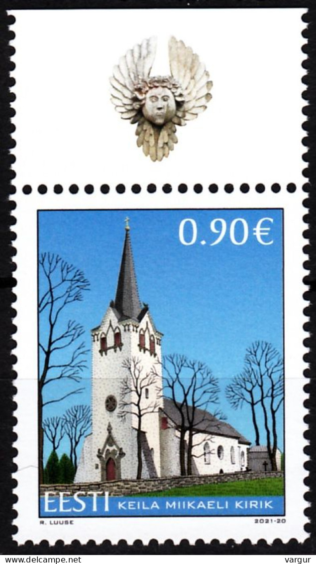 ESTONIA 2021-18 Religion Architecture: Church In Keila. Decor Margin, MNH - Eglises Et Cathédrales