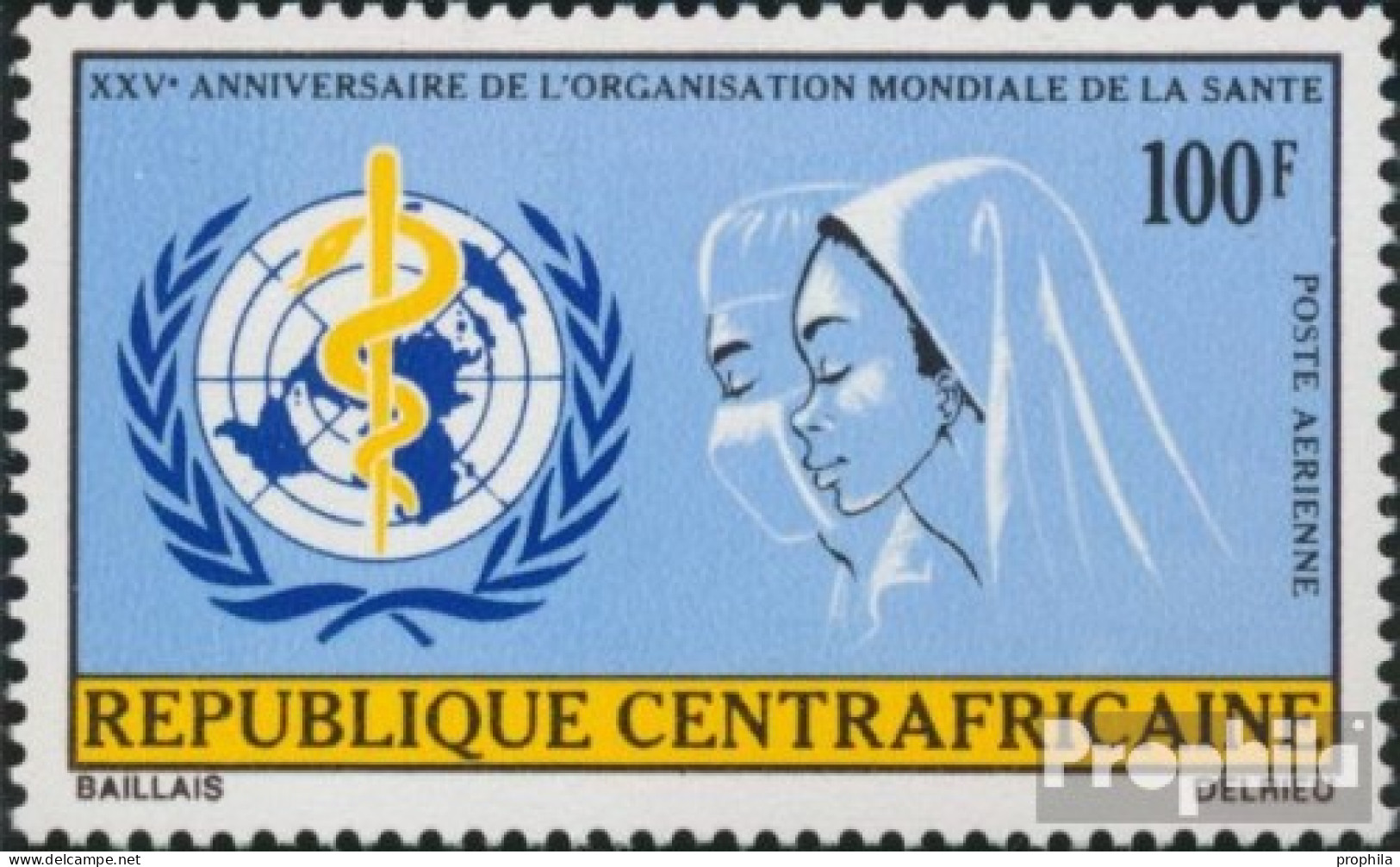 Zentralafrikanische Republik 309 (kompl.Ausg.) Postfrisch 1973 25 Jahre WHO - República Centroafricana
