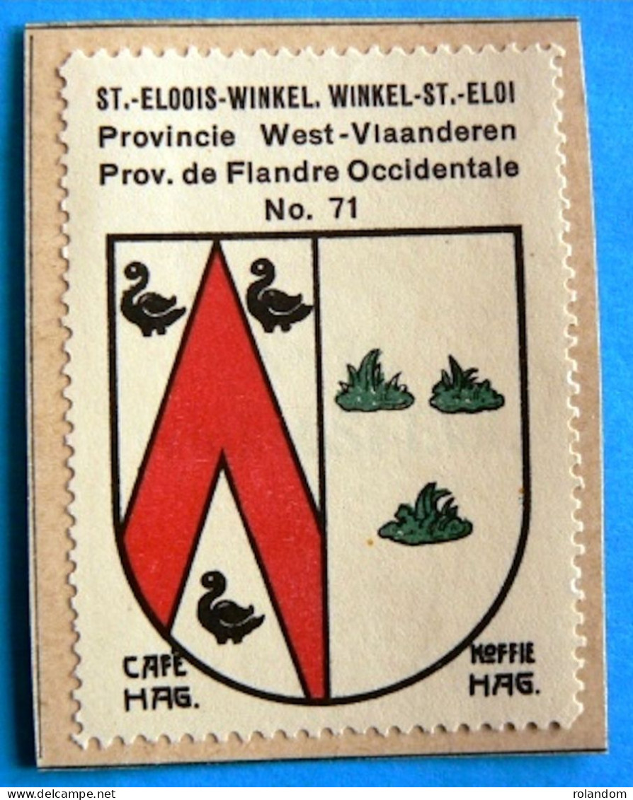 West-Vl N071 Sint-Eloois-Winkel Ledegem Timbre Vignette 1930 Café Hag Armoiries Blason écu TBE - Thee & Koffie