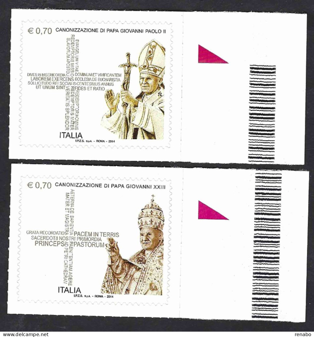 Italia, Italy, Italie 2014; Papa Giovanni XXIII E Papa Giovanni Paolo II Proclamati Santi, Serie Completa Di Bordo. - Päpste