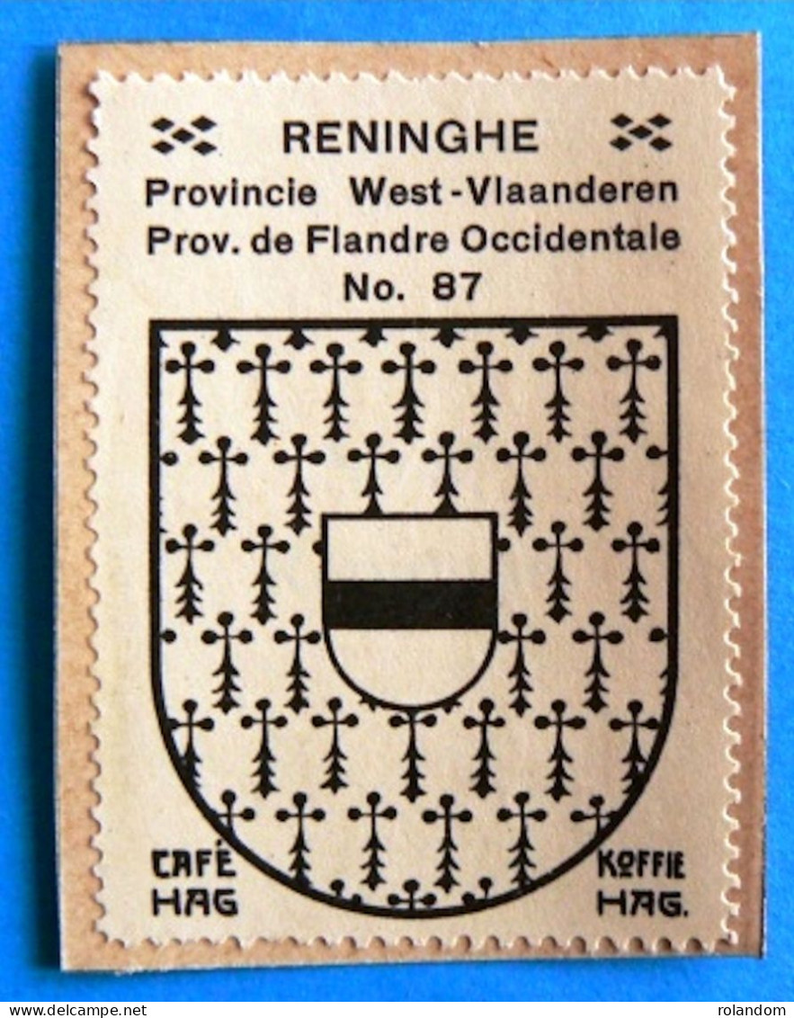 West-Vl N087 Reninghe Lo-Reninge Timbre Vignette 1930 Café Hag Armoiries Blason écu TBE - Thee & Koffie