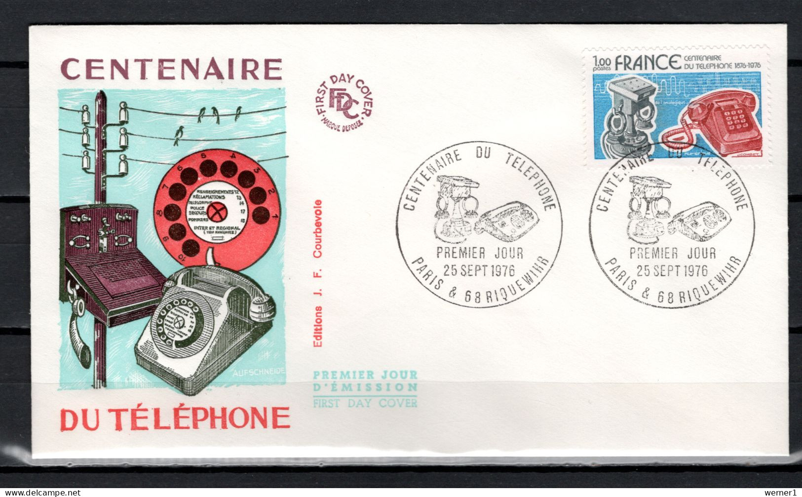 France 1976 Space, Telephone Centenary Stamp On FDC - Europa