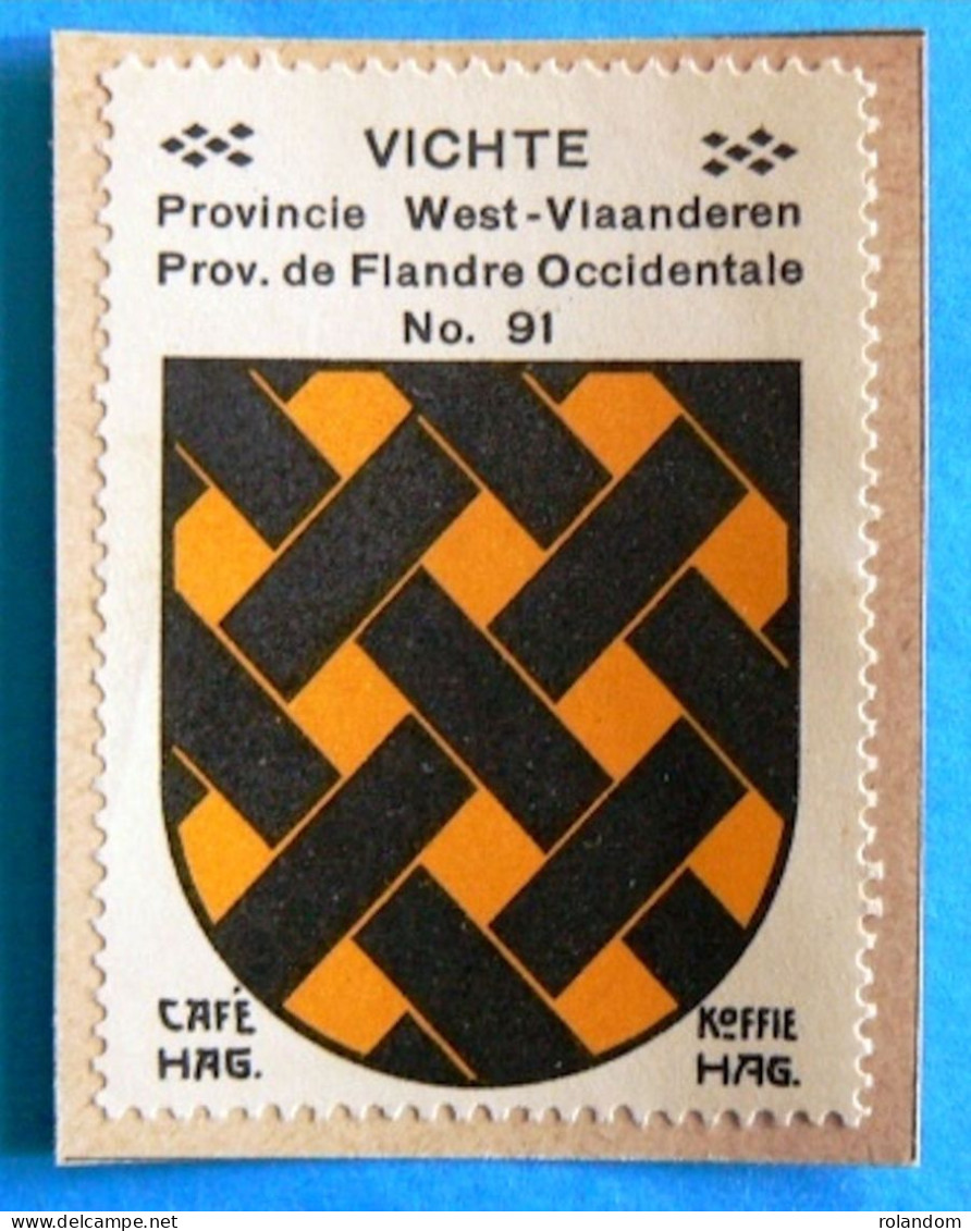 West-Vl N091 Vichte Anzegem Timbre Vignette 1930 Café Hag Armoiries Blason écu TBE - Thee & Koffie