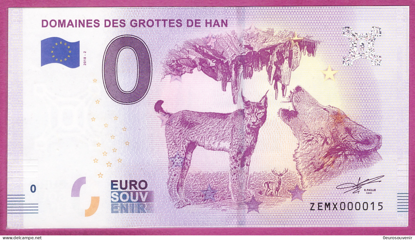 0-Euro ZEMX 2018-2 # 0015 ! DOMAINES DES GROTTES DE HAN - Pruebas Privadas