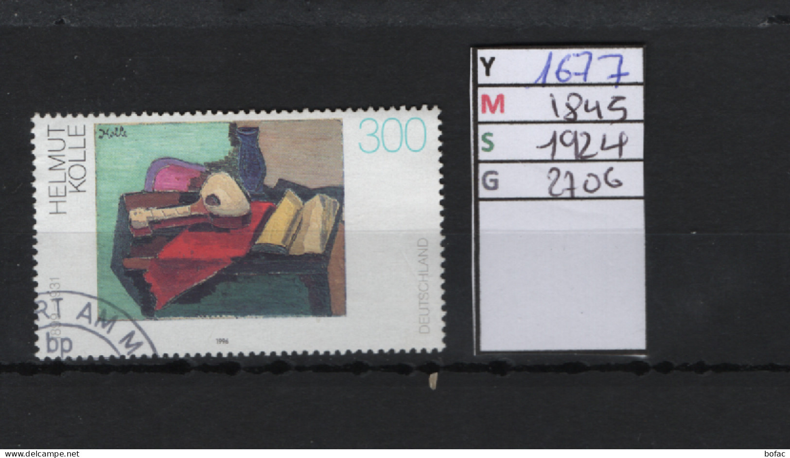 PRIX F. Obl 1677 YT 1845 MIC 1924 SCO 2706 GIB Nature Morte De Helmut Kolle  Peinture Allemande Du XXe Siècle 1996 75/13 - Usati