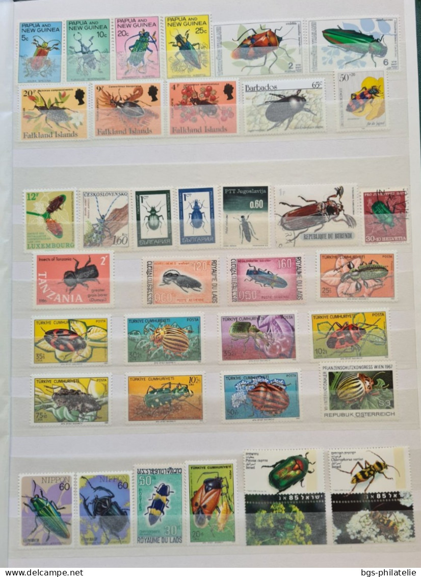 Collection de timbres sur le thème des Insectes.