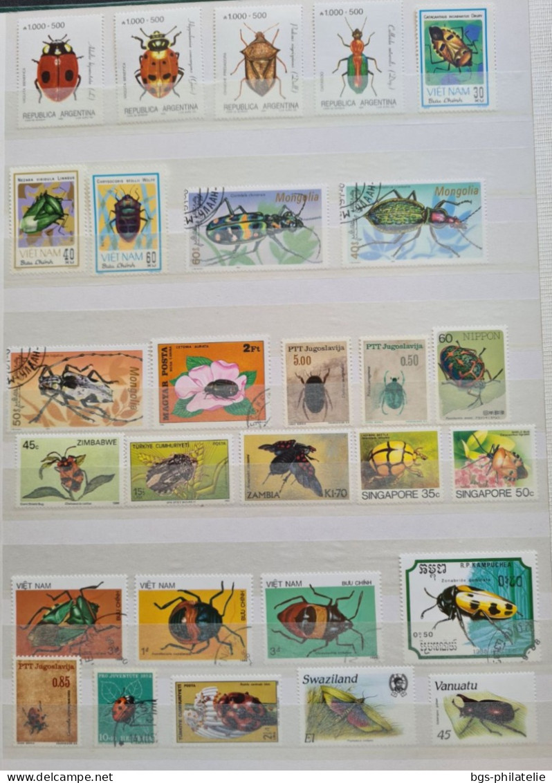 Collection de timbres sur le thème des Insectes.