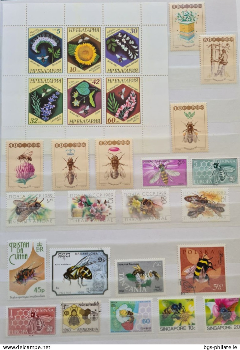 Collection de timbres sur le thème des Insectes.