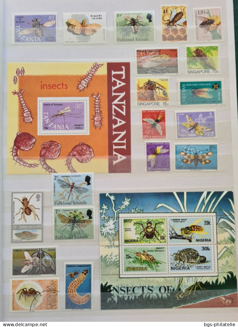 Collection de timbres sur le thème des Insectes.