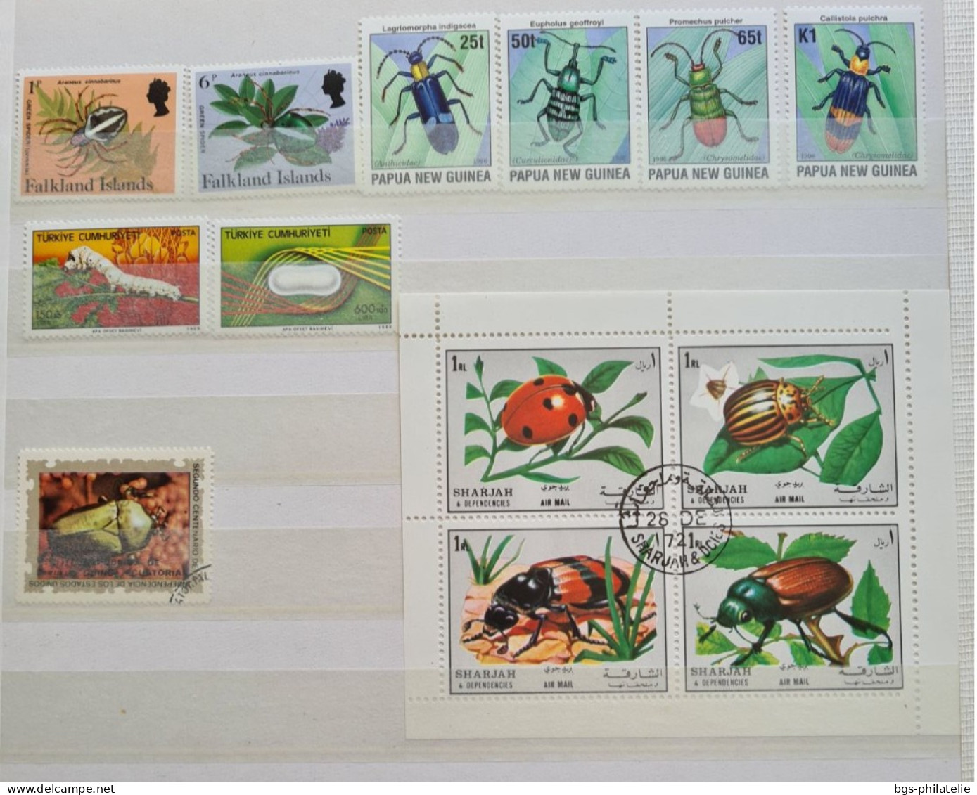 Collection de timbres sur le thème des Insectes.