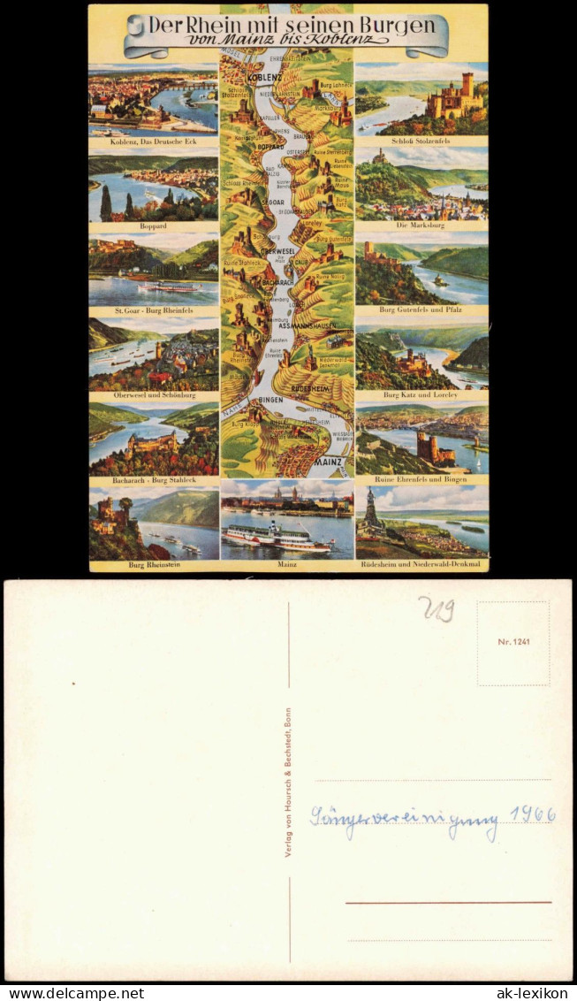 Ansichtskarte  Landkarten Und Mehrbild Ansichtskarte Rhein (Fluss) Rhin 1966 - Cartes Géographiques