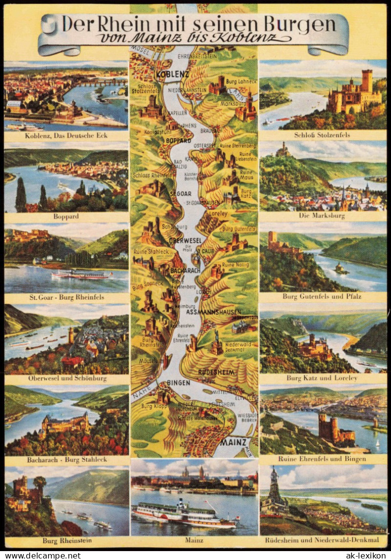 Ansichtskarte  Landkarten Und Mehrbild Ansichtskarte Rhein (Fluss) Rhin 1966 - Mapas