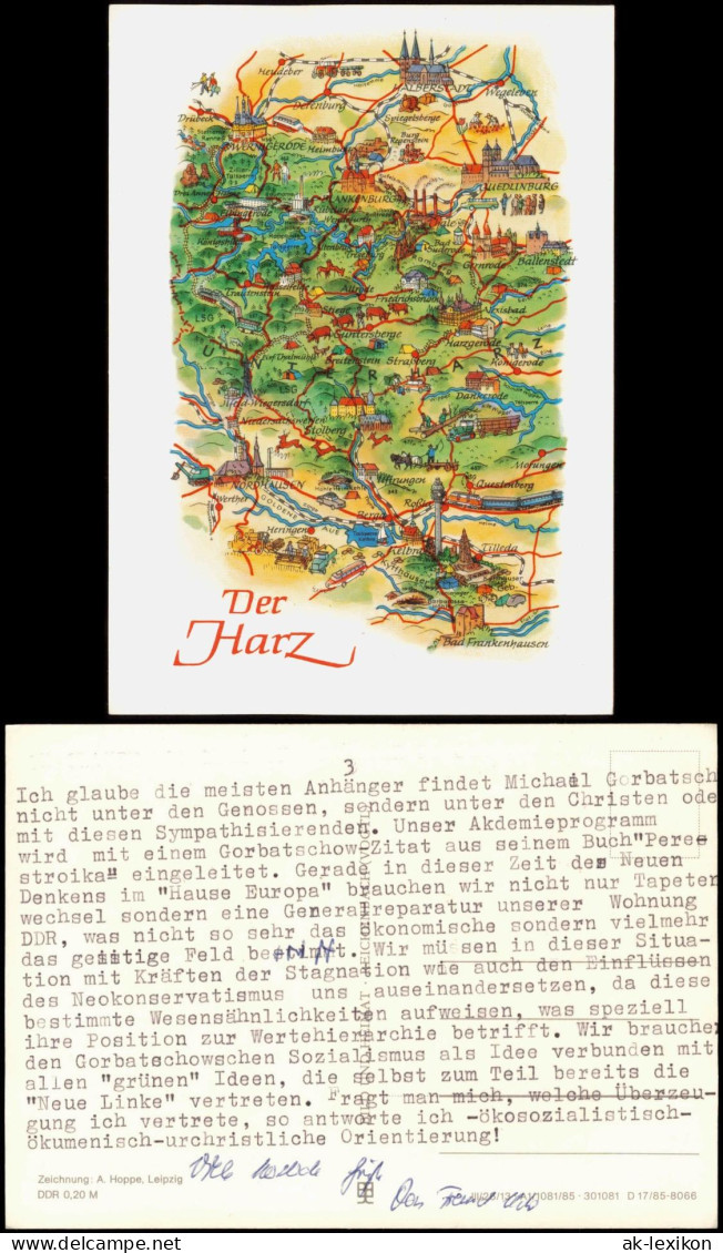 Ansichtskarte  Stadtplan Landkarten Ansichtskarte Der Harz 1985 - Cartes Géographiques