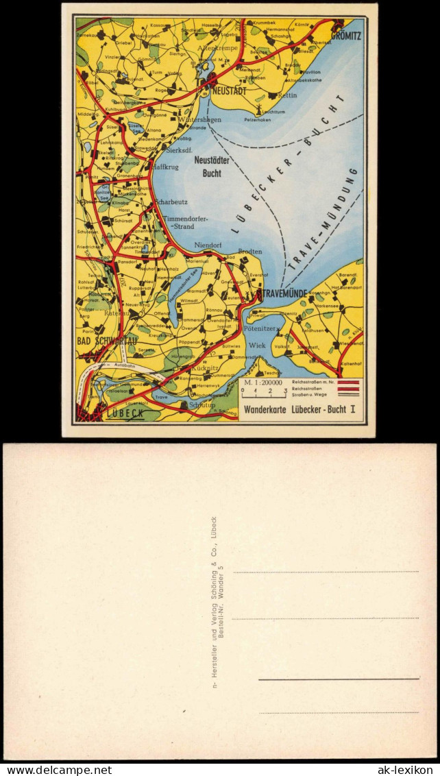 Ansichtskarte  Landkarten Ansichtskarte Wanderkarte Lübecker Bucht 1968 - Landkarten