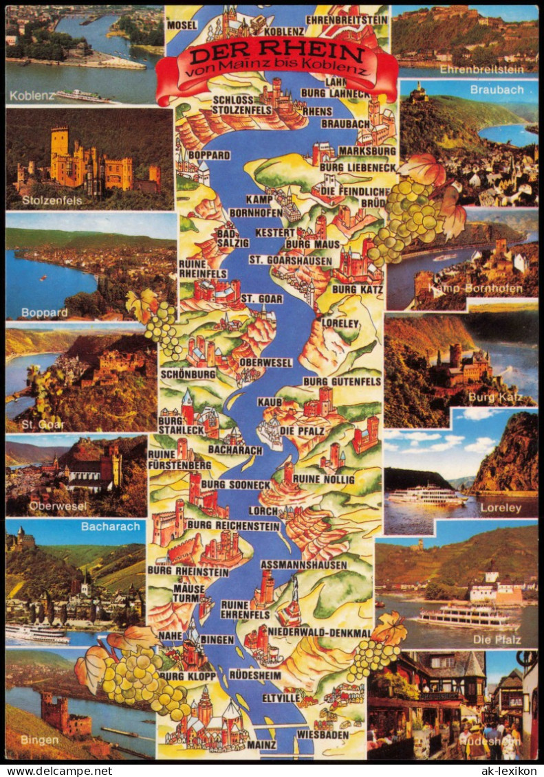 Landkarten Ansichtskarte Rhein (Fluss) Von Mainz Bis Koblenz 1999 - Mapas