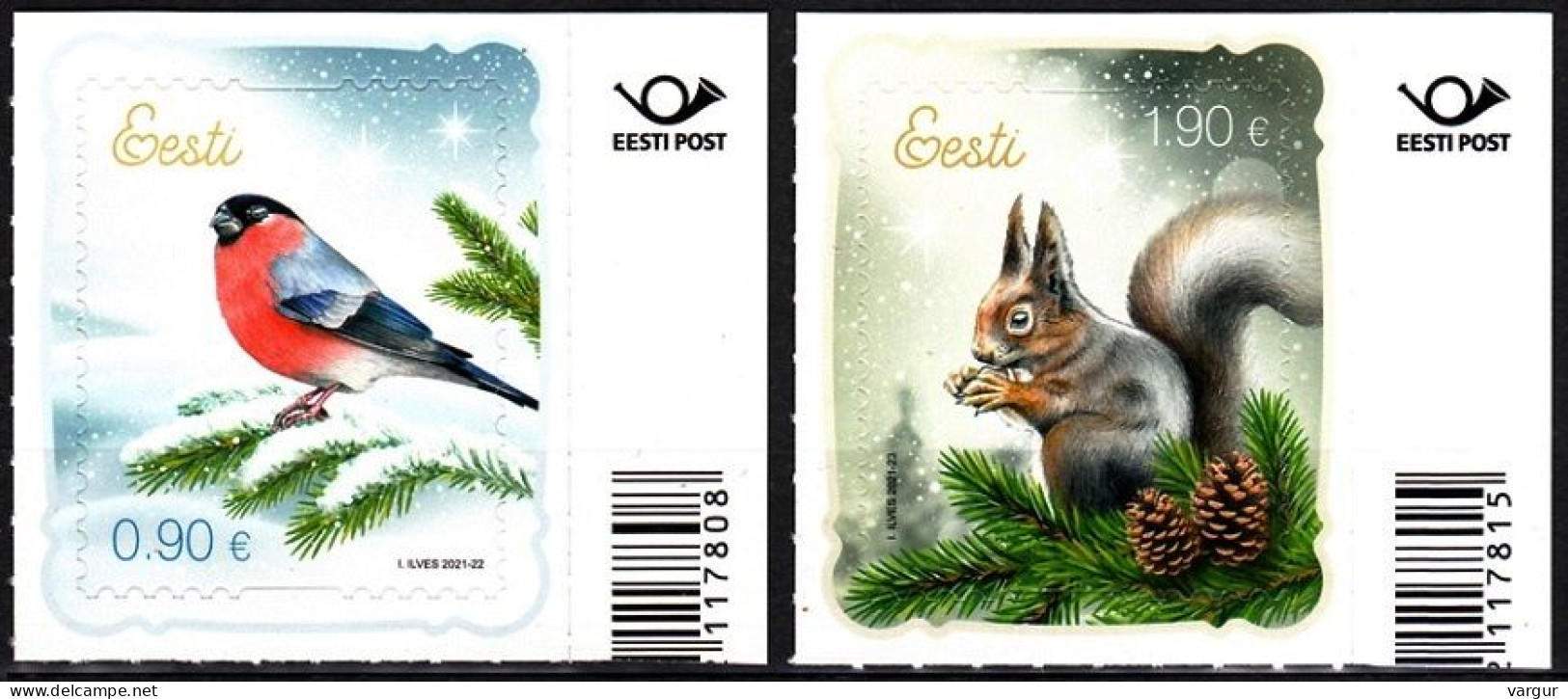 ESTONIA 2021-20 Religion: Christmas. Fauna: Bird Squirrel. CORNER, Mint - Noël