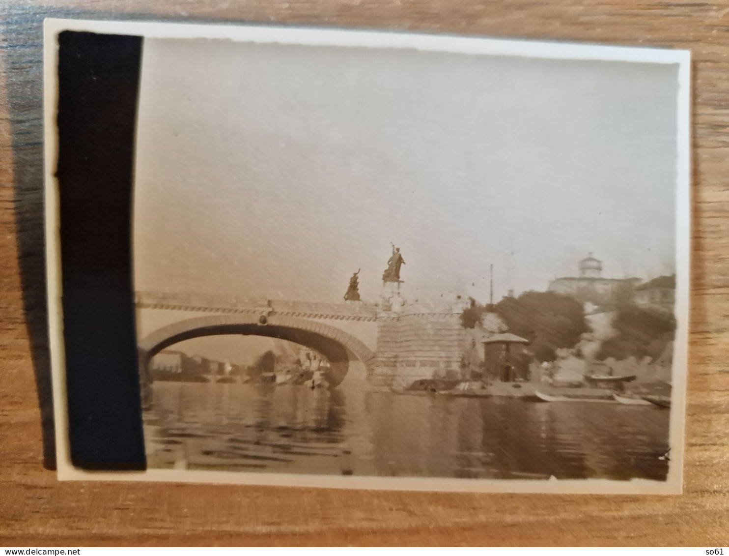 19243.   Fotografia  D'epoca Panorama Fiume Ponte Barca Città Da Identificare Aa '30 Italia - 8,5x6 - Places