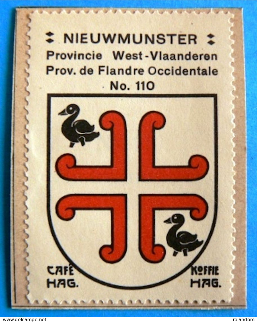 West-Vl N110 Nieuwmunster Zuienkerke Timbre Vignette 1930 Café Hag Armoiries Blason écu TBE - Tè & Caffè