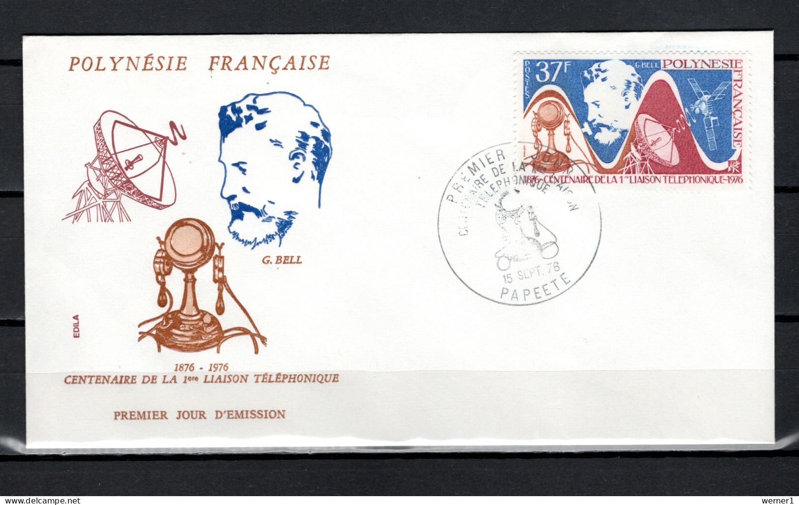 French Polynesia 1976 Space, Telephone Centenary Stamp On FDC - Oceanía